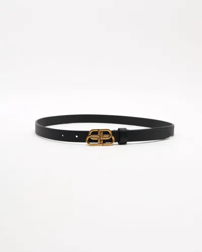 Balenciaga Bb Reversible Croc-effect And Smooth Leather Waist Belt In Black