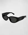 Balenciaga Bb Logo Acetate Cat-eye Sunglasses In Shiny Solid Black