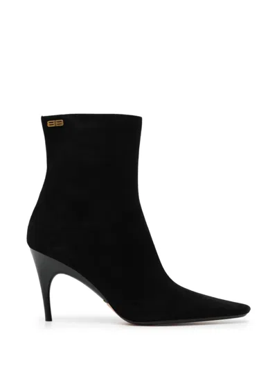 Balenciaga Bb Logo Ankle Boots In Black
