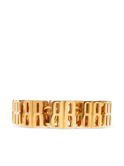 Balenciaga Bb Logo Bracelet In Gold