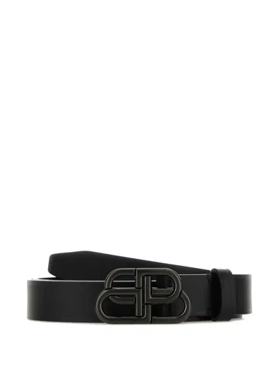 Balenciaga Bb Logo-buckle Leather Belt In Black