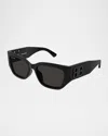 Balenciaga Bb Logo Cat Eye Acetate Sunglasses In Shiny Solid Black