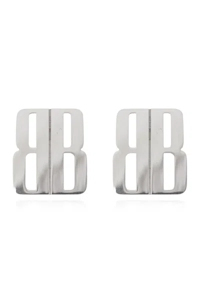 Balenciaga Brass Earrings In Silver