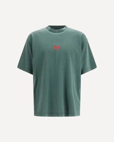 Balenciaga Men Bb Logo Embroidered T-shirt In Green