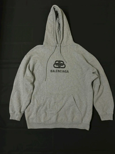 Pre-owned Balenciaga Bb Logo Hoodie In Grey