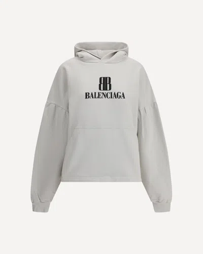 Balenciaga Bb Logo Hoodie In White
