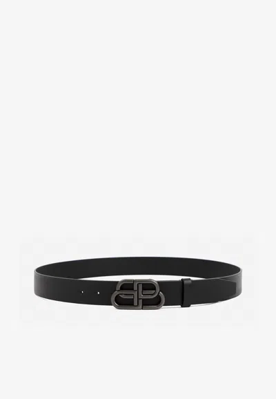 BALENCIAGA BB LOGO LEATHER BELT