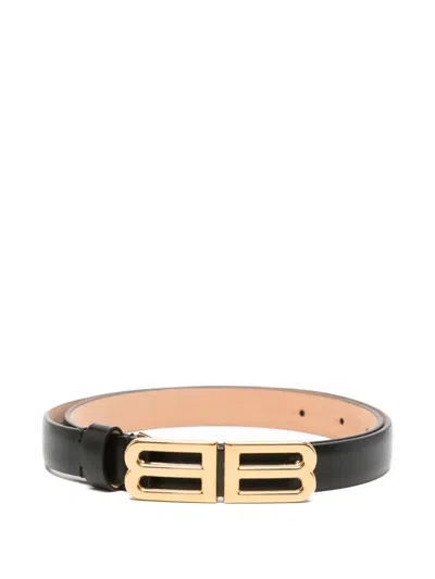 Balenciaga Bb Logo Leather Belt In Gray