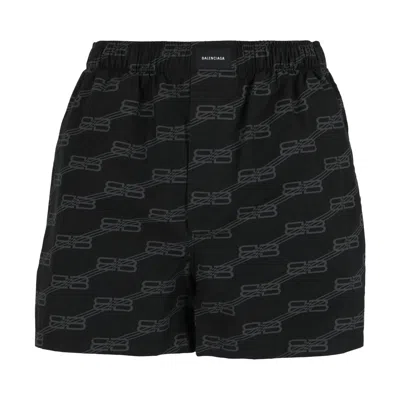 Pre-owned Balenciaga Bb Logo Monogram Pajama Shorts 'black/grey' | Women's Size 34