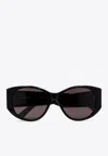 Balenciaga Black Acetate Nano Round Sunglasses In Brown