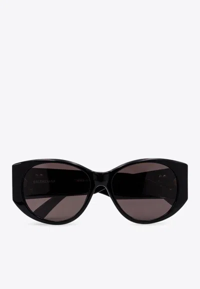 BALENCIAGA BB LOGO NANO OVAL SUNGLASSES