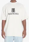 Balenciaga Bb Logo Oversized Distressed T-shirt In White