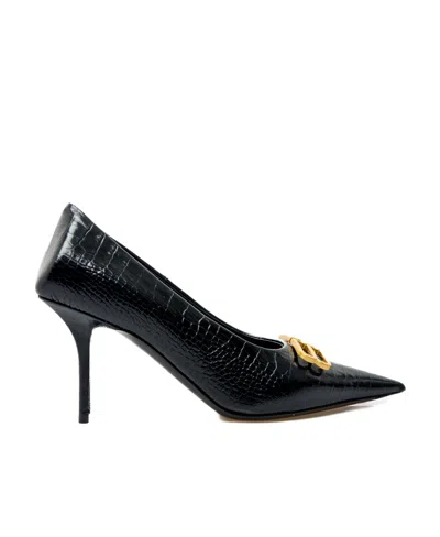 Balenciaga Bb Logo Plaque Pointed Toe Pumps In Black