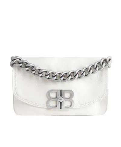 Balenciaga Bb Logo-plaque Shoulder Bag In White