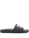 Balenciaga Black Sandals With Maxi Contrasting Logo In Tech Fabric Man In Black