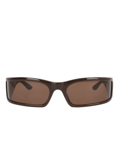 Balenciaga Bb-logo Rectangle Sunglasses In Brown