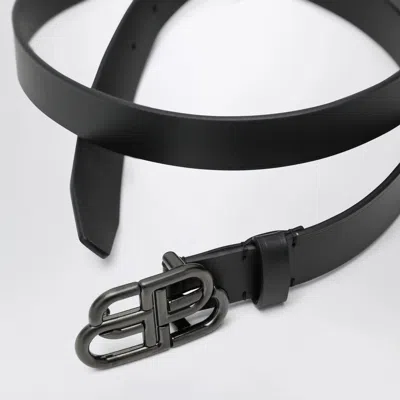 Balenciaga Bb Logo Slim Leather Belt In Black
