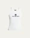Balenciaga Ribbed Texture Sleeveless Tank Top In White