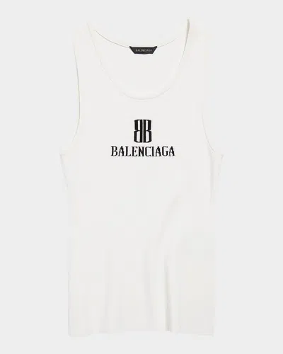 Balenciaga Bb Logo Tank Top In White