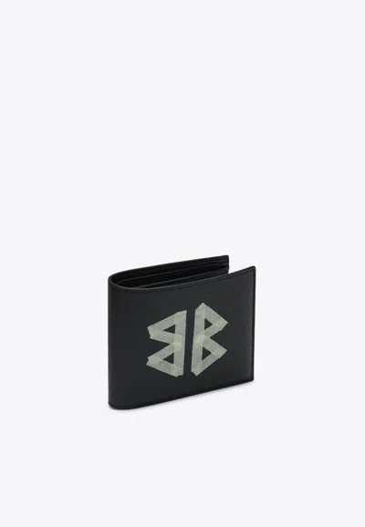 Balenciaga Bb Logo Tape Type Leather Wallet
