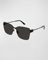 Balenciaga Eyewear Rectangle Frame Sunglasses In Matte Black