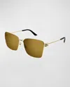 Balenciaga Bb Metal Square Sunglasses In Shiny Light Gold