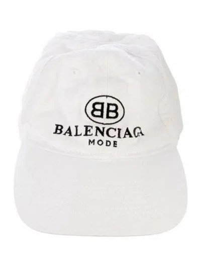 Pre-owned Balenciaga Bb Mode Embroidered Logo Baseball Cap In White