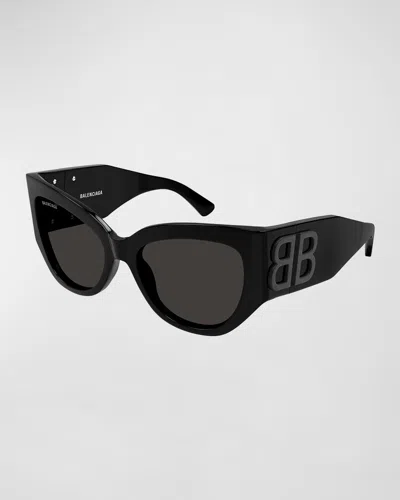 Balenciaga Bb Monochrome Acetate Butterfly Sunglasses In Black