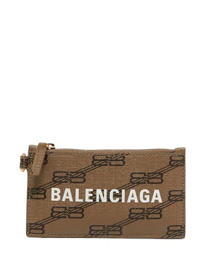 Pre-owned Balenciaga Bb Monogram Canvas Wallet In Brown
