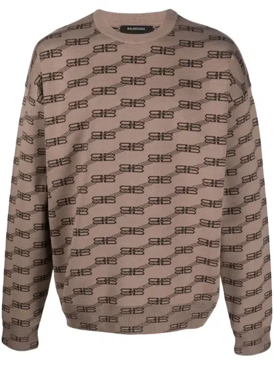 Balenciaga Wool-blend Sweater In Brown