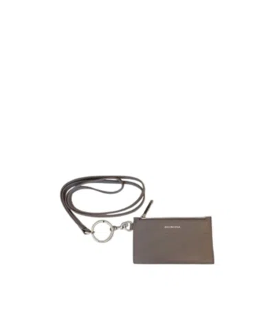 Balenciaga Bb Monogram Leather Cardholder In Gray
