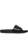 Balenciaga Logo-debossed Leather-strap Slides In Black