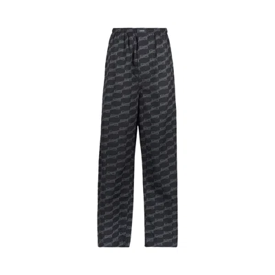 Pre-owned Balenciaga Bb Monogram Pajama Pants 'black/grey' | Men's Size 44