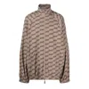 Balenciaga Brown Monogram Print Track Jacket In Brown/beige