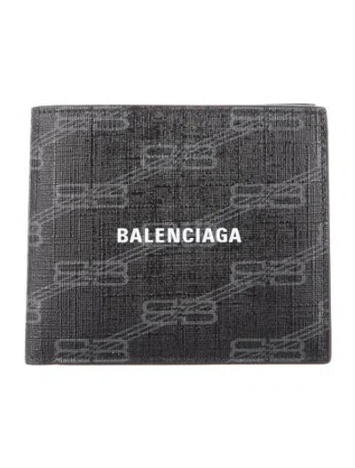Pre-owned Balenciaga Bb Monogram Printed Wallet In Black