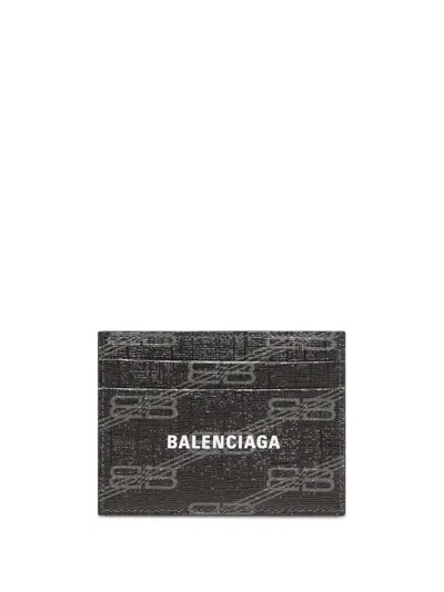 Balenciaga Bb Monogram Signature Cardholder In Black