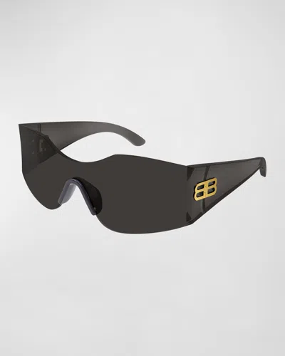 Balenciaga Bb Nylon Shield Sunglasses In Solid Grey