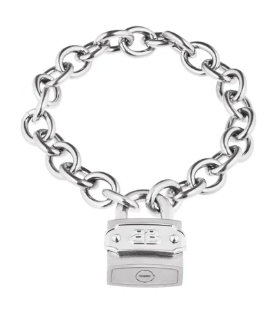 Balenciaga Bb Padlock Bracelet In Silver