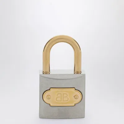 Balenciaga Bb Padlock Key Charm In Silver And Gold In Metallic