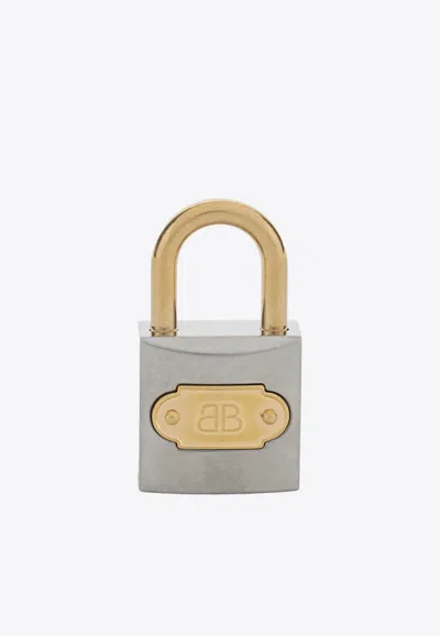 Balenciaga Bb Padlock Key Charm In Gray