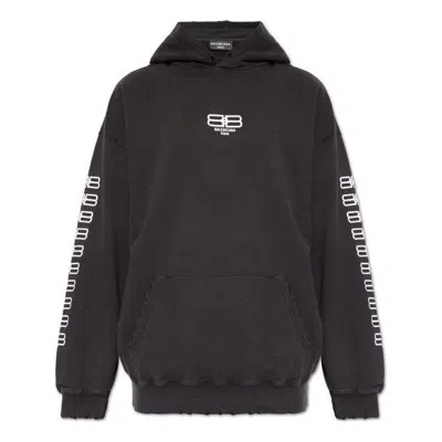 Balenciaga Bb Paris Icon Medium Fit Hoodie 'black White'