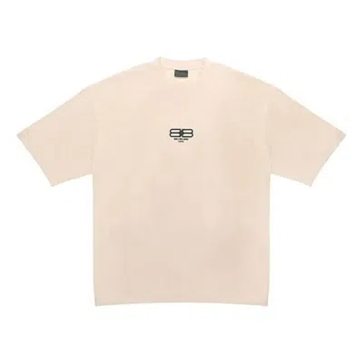 Balenciaga Bb Paris Icon T-shirt Medium Fit 'beige Black' In Neutral
