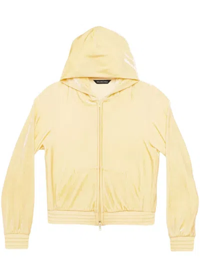Balenciaga Kapuzenjacke Mit Kristallverziertem Logo In Yellow
