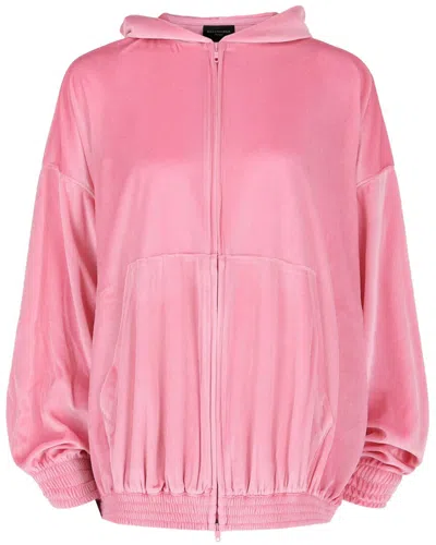 Balenciaga Bb Paris Zip-up Hoodie In Pink