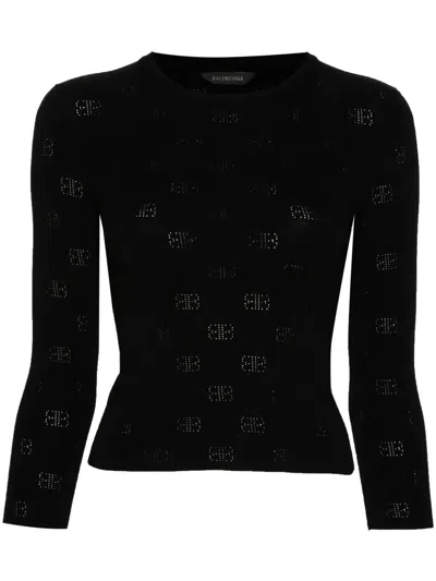 BALENCIAGA BB-PATTERN OPEN-KNIT JUMPER