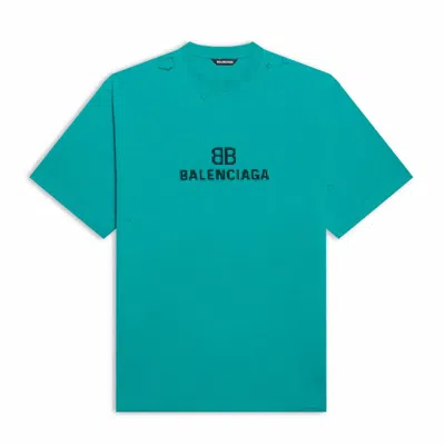 Pre-owned Balenciaga Bb Pixel Boxy T-shirt In Blue