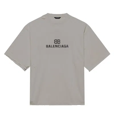 Pre-owned Balenciaga Bb Pixel Boxy T-shirt In Grey