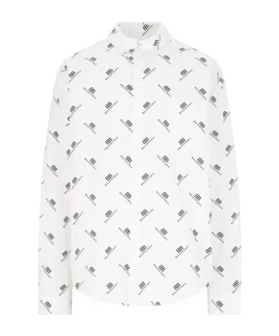 BALENCIAGA BALENCIAGA ALLOVER BB LOGO PRINTED LONG-SLEEVED SHIRT