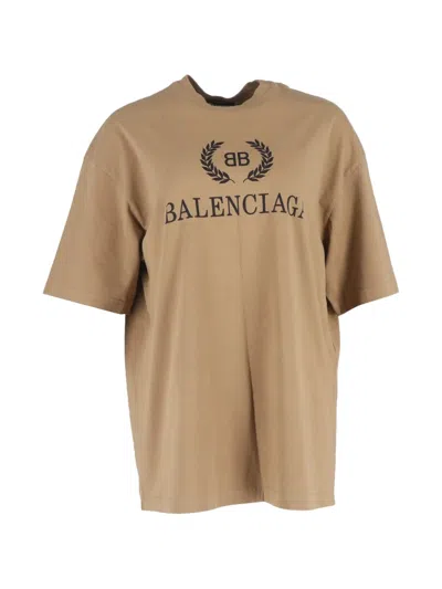 Pre-owned Balenciaga Bb-print Crewneck T-shirt In Neutral