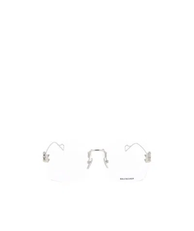 Balenciaga Bb Rimless Glasses In 002 Silver Silver Transparent